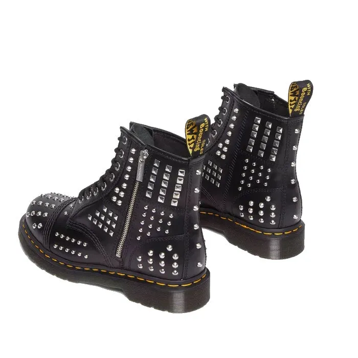 1460 Dr Martens Studded Zip Atlas Black Leather 8 Up Boot