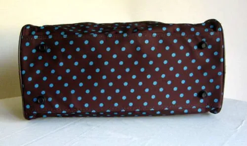 19" Duffel/Tote Bag Brown & Blue Polka Dots Luggage Purse