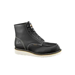 6" Waterproof Moc Toe Wedge Soft Toe Boot Black