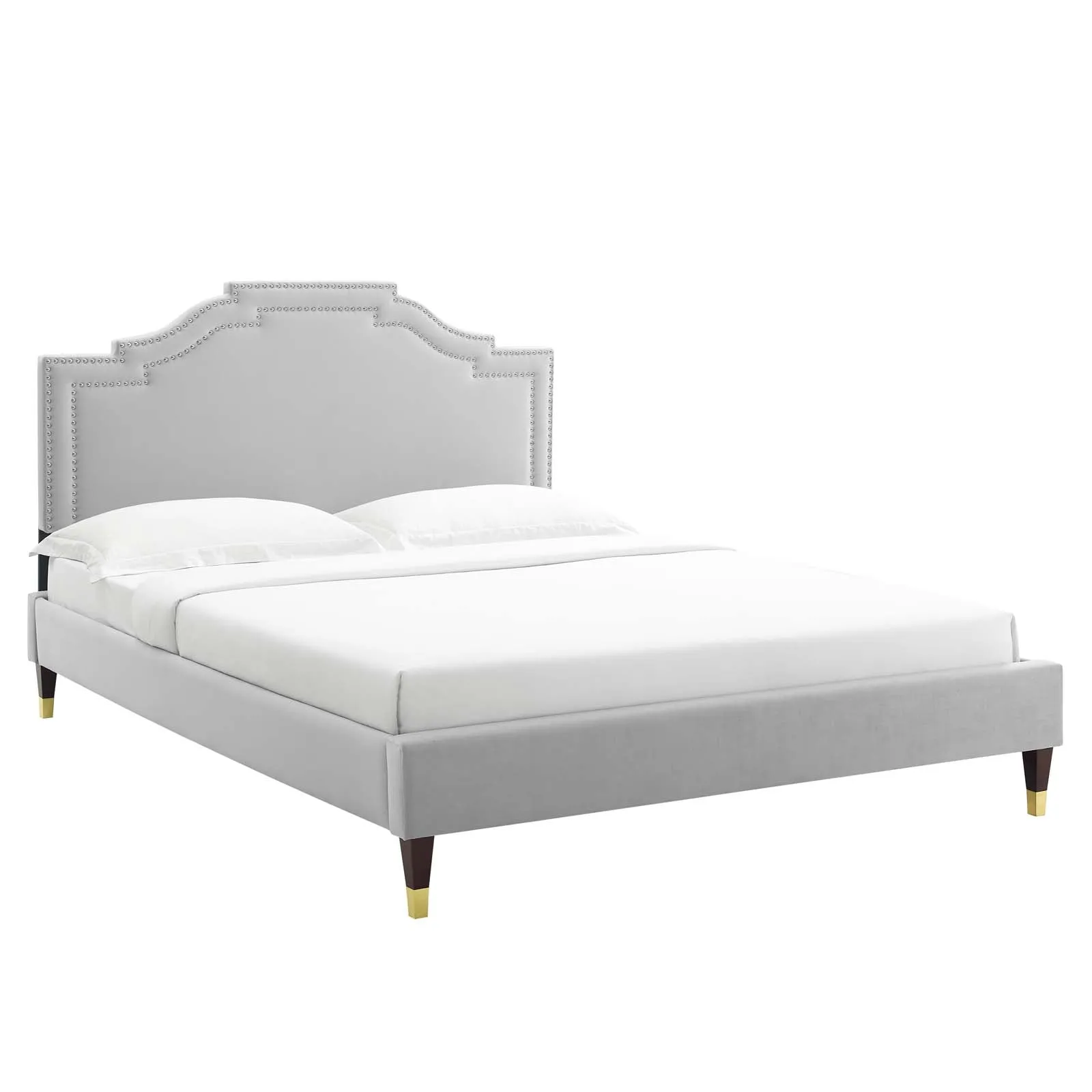 Adelaide Performance Velvet Queen Platform Bed By Modway - MOD-6581 - Light Gray