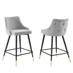 Adorn Performance Velvet Counter Stool Set of 2 By Modway - EEI-4594 - Light Gray