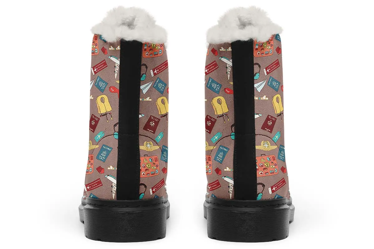 Airplane Travel Icons Winter Boots