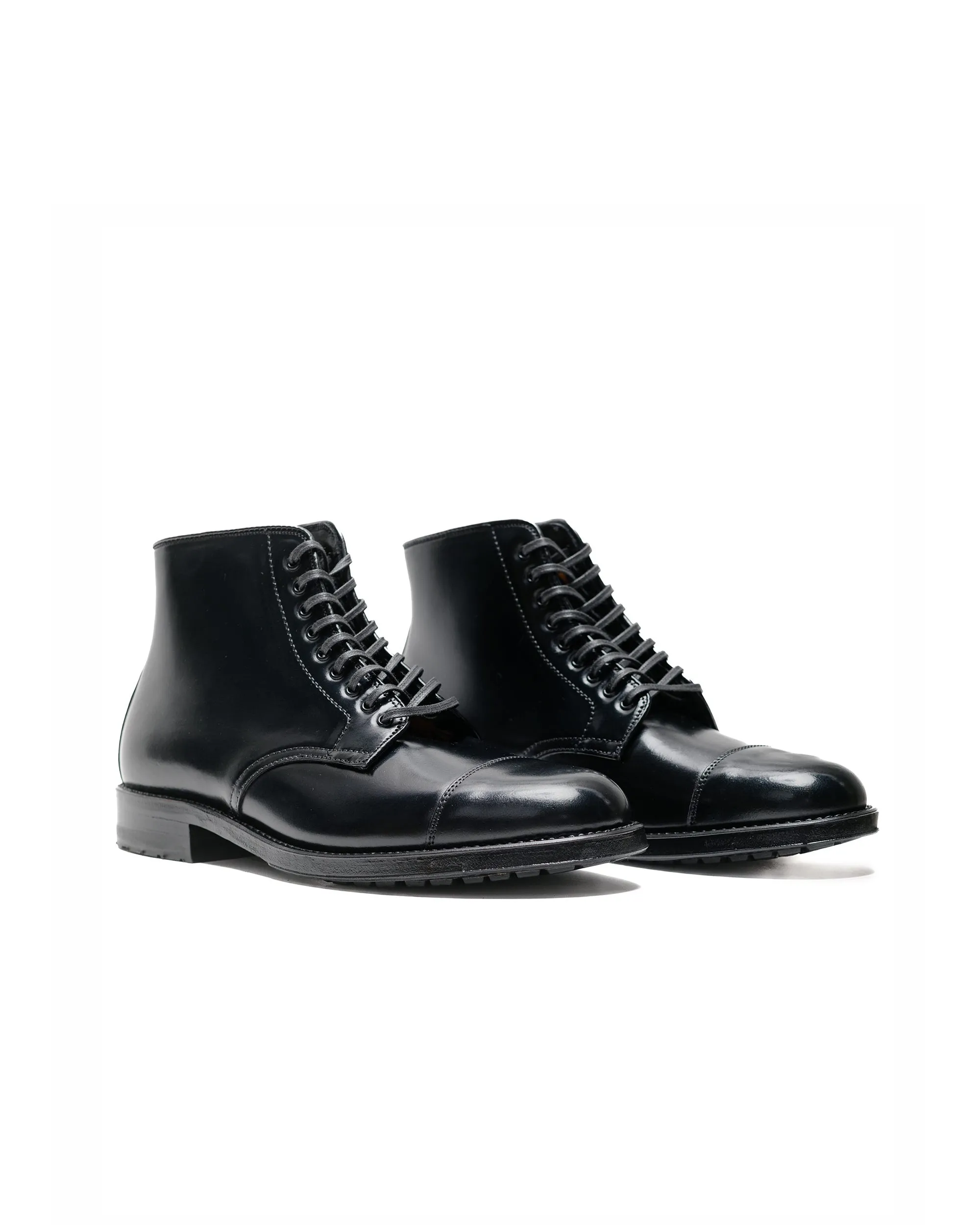 Alden Straight Tip Boot With Commando Sole Black Shell Cordovan 39625C