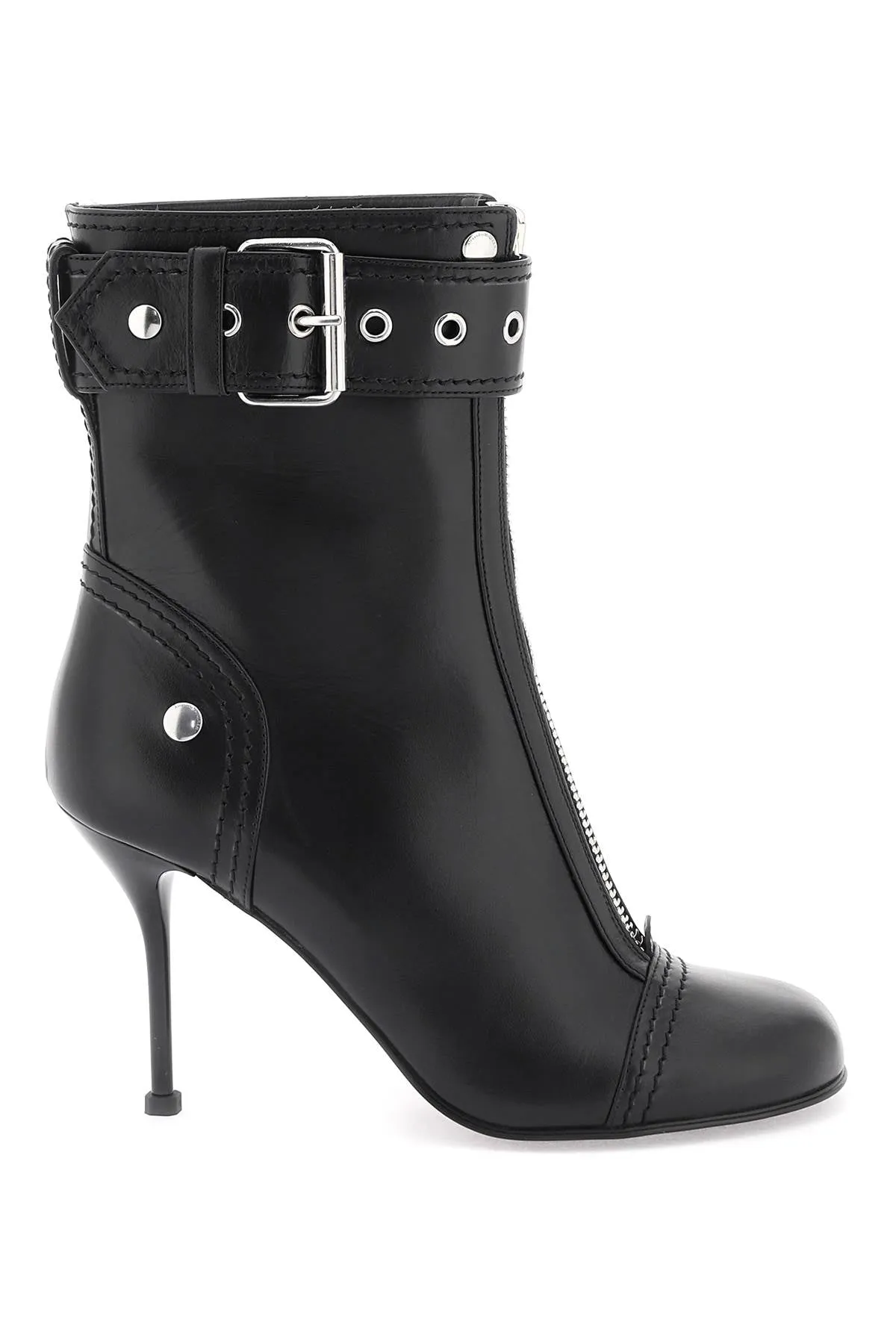 Alexander Mcqueen Leather Ankle Boots With Buckle (Size - 40)