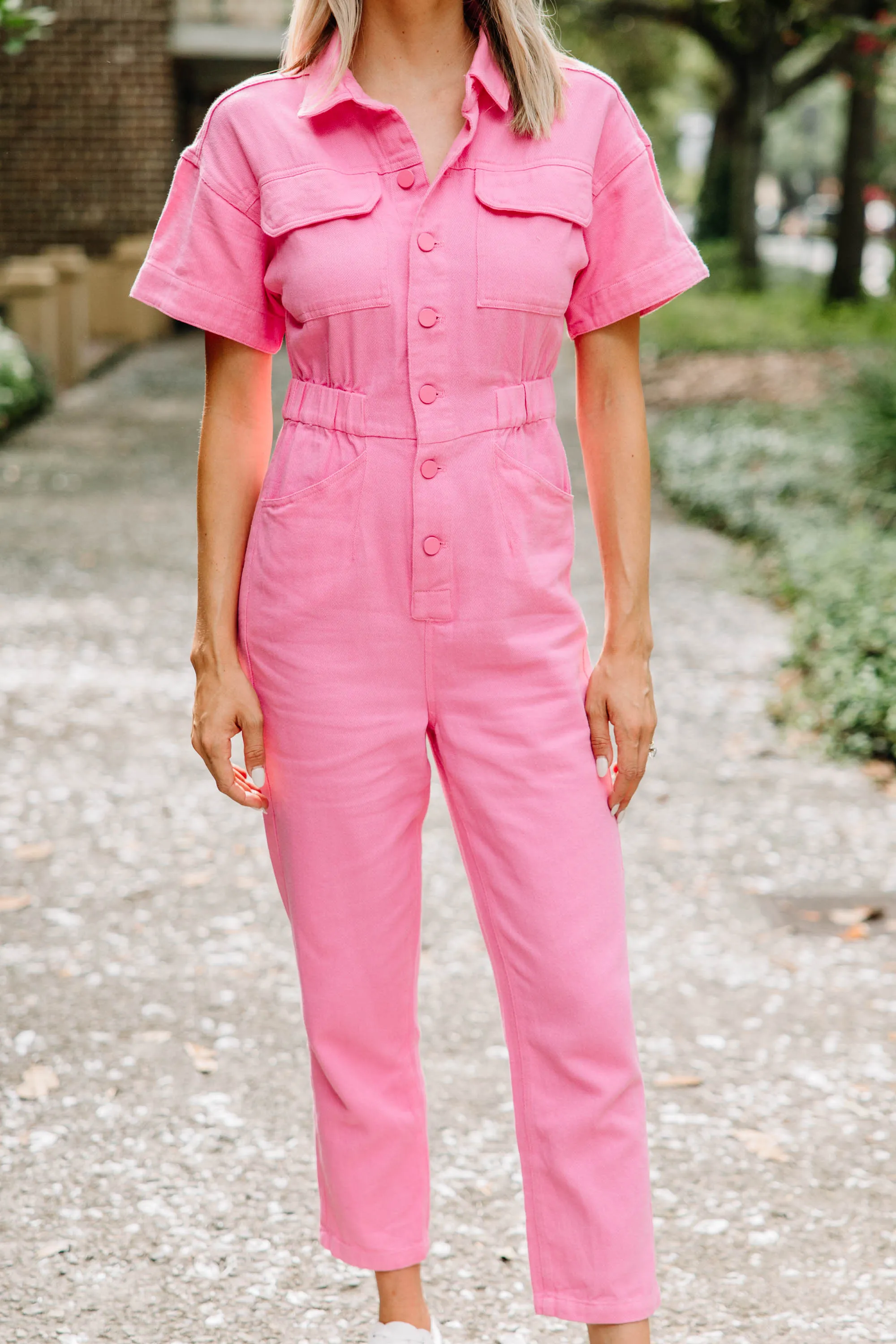 Any Day Now Hot Pink Denim Jumpsuit