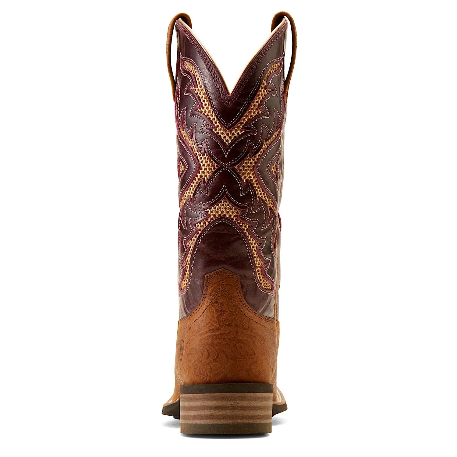 Ariat Womens San Angelo VentTEK 360 Boot Tooled Toasted Almond/Aged Merlot