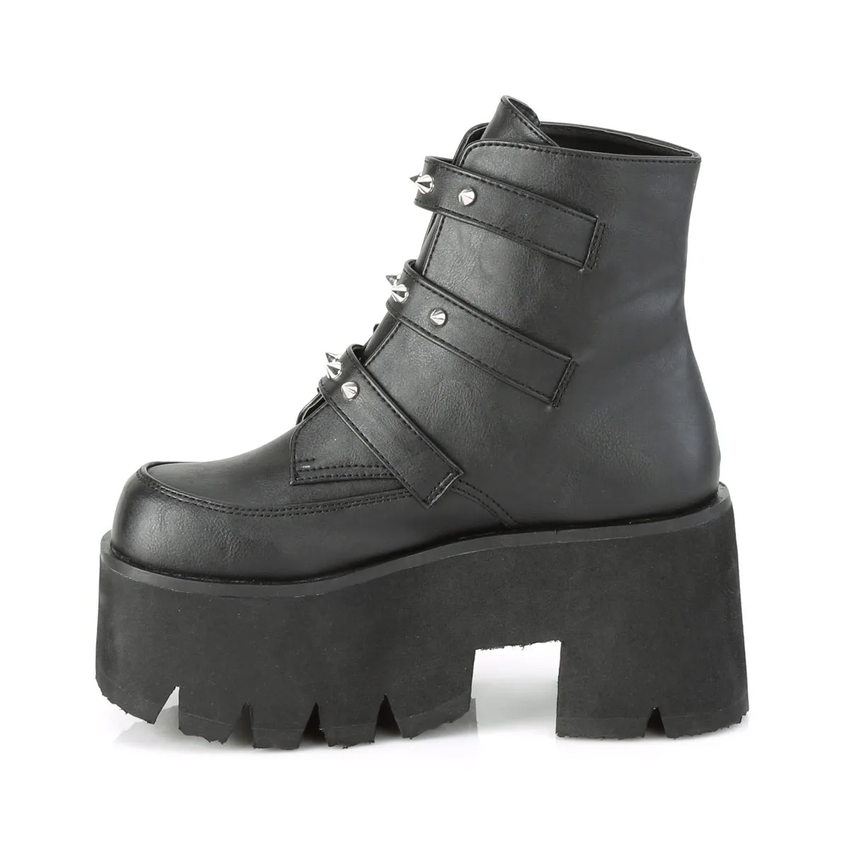 Ashes-55 3-1/2" Chunky Bat Boot Black Vegan Leather