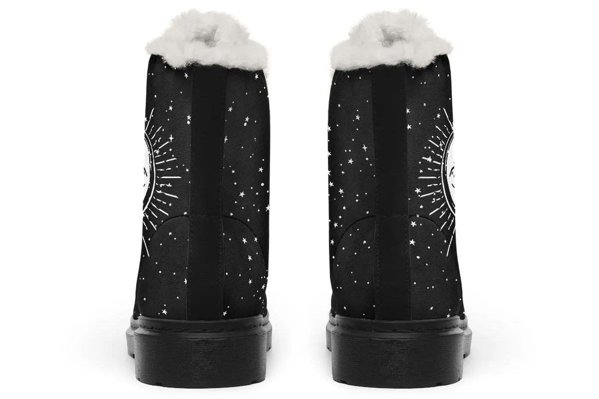 Astral Winter Boots - Warm Micro-Suede Doc-Style Boots Lined with Vegan Wool