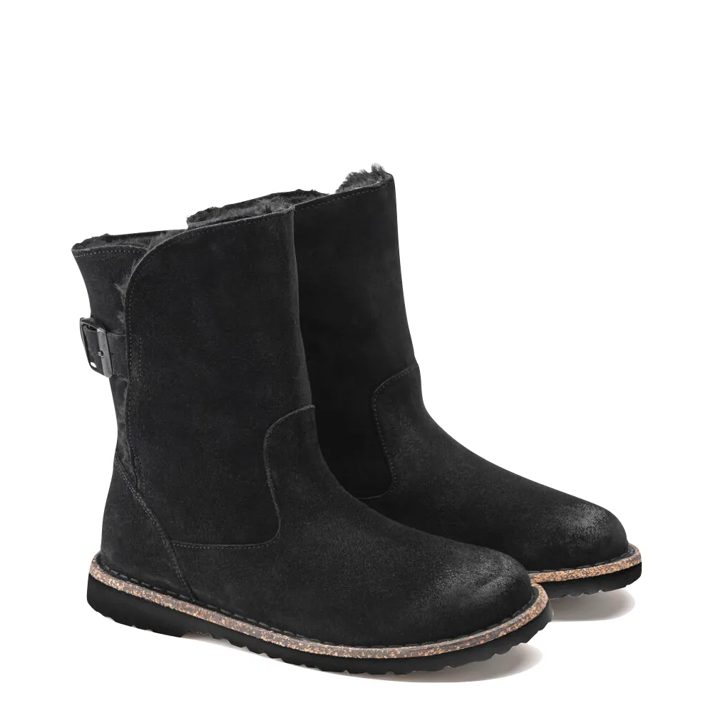 Birkenstock Uppsala Shearling Suede Leather Pull On Boot in Black