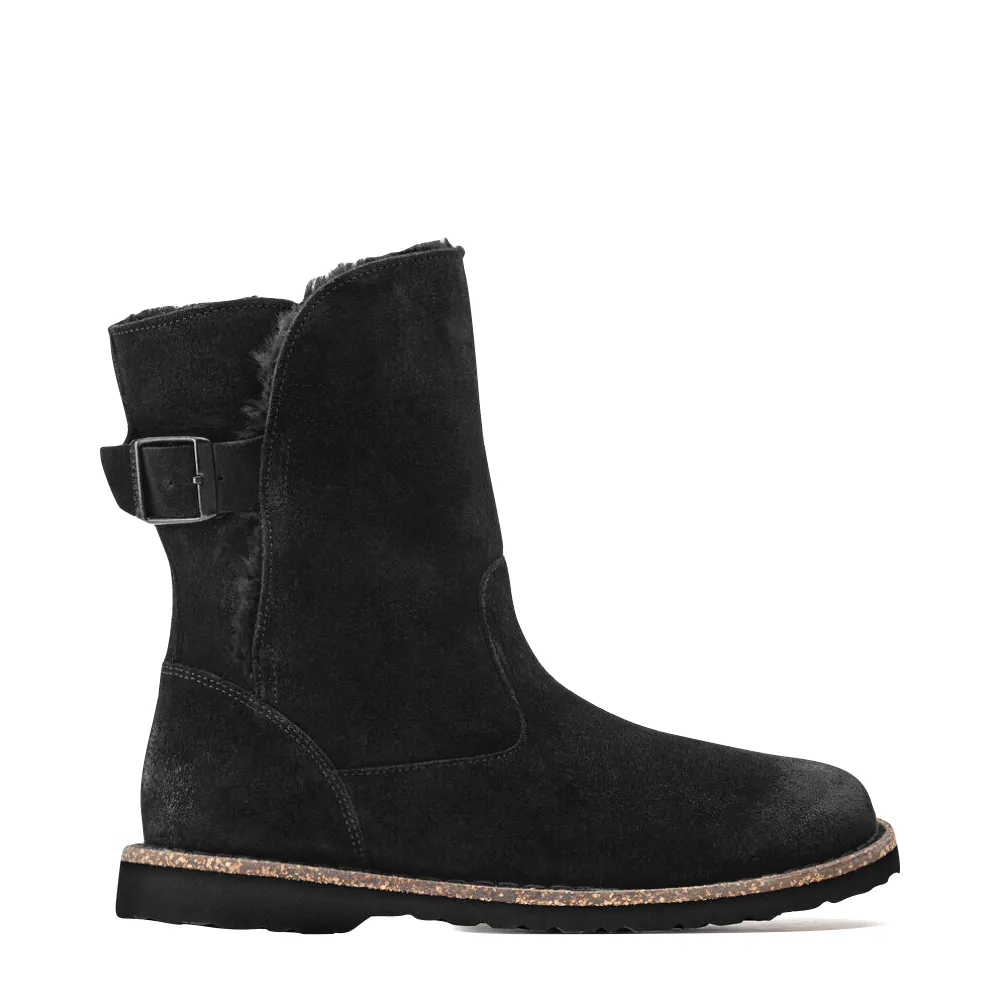 Birkenstock Uppsala Shearling Suede Leather Pull On Boot in Black