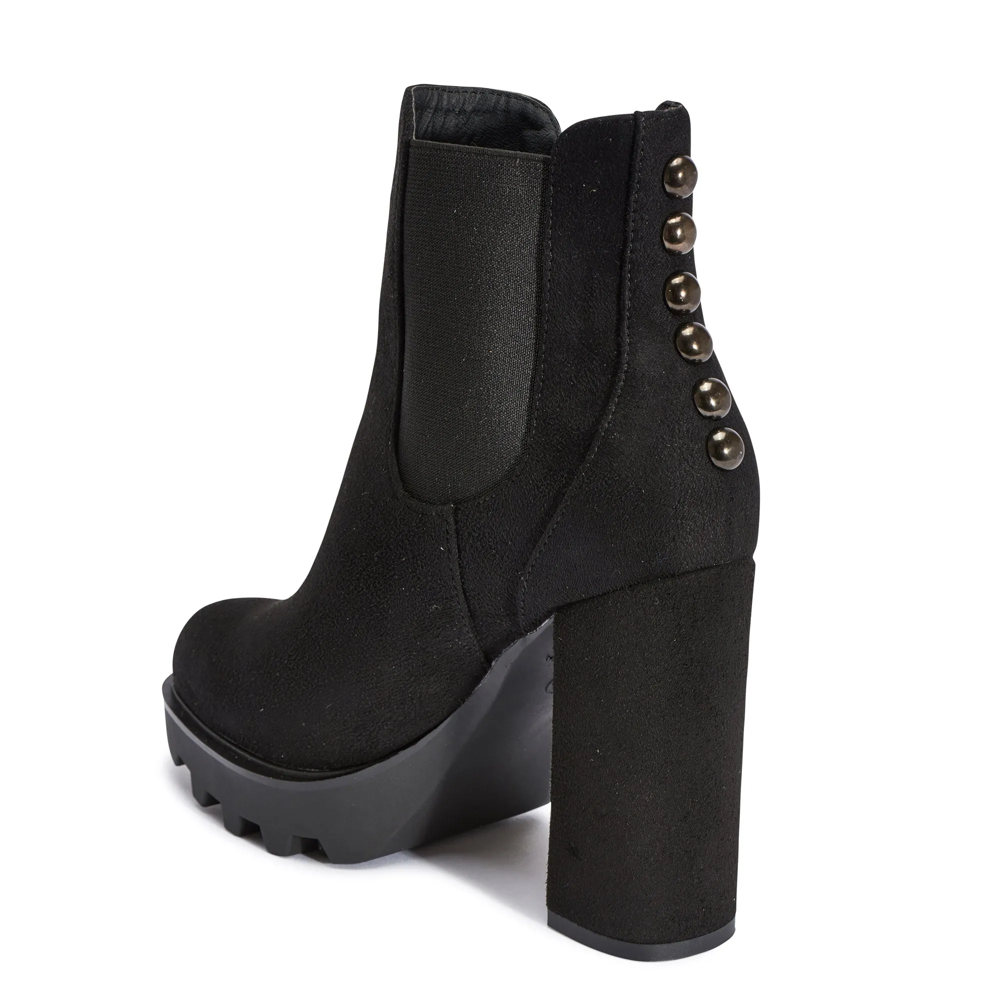 Black Block Heel Chunky Elastic Boot