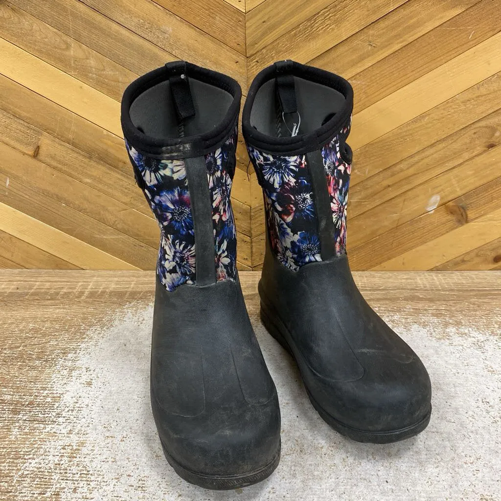 Bogs - Kid's Neo-Classic Boots - MSRP $115: Black/Floral-children-4Y