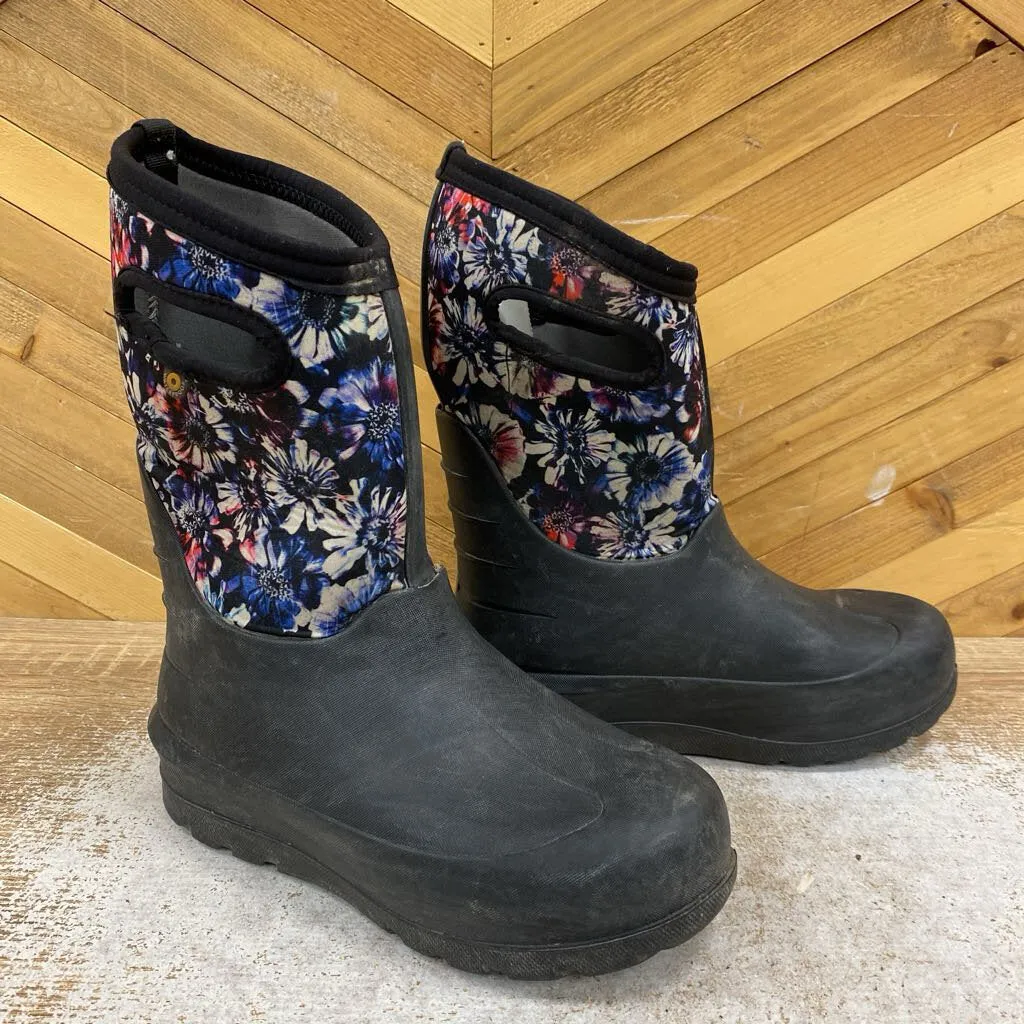 Bogs - Kid's Neo-Classic Boots - MSRP $115: Black/Floral-children-4Y