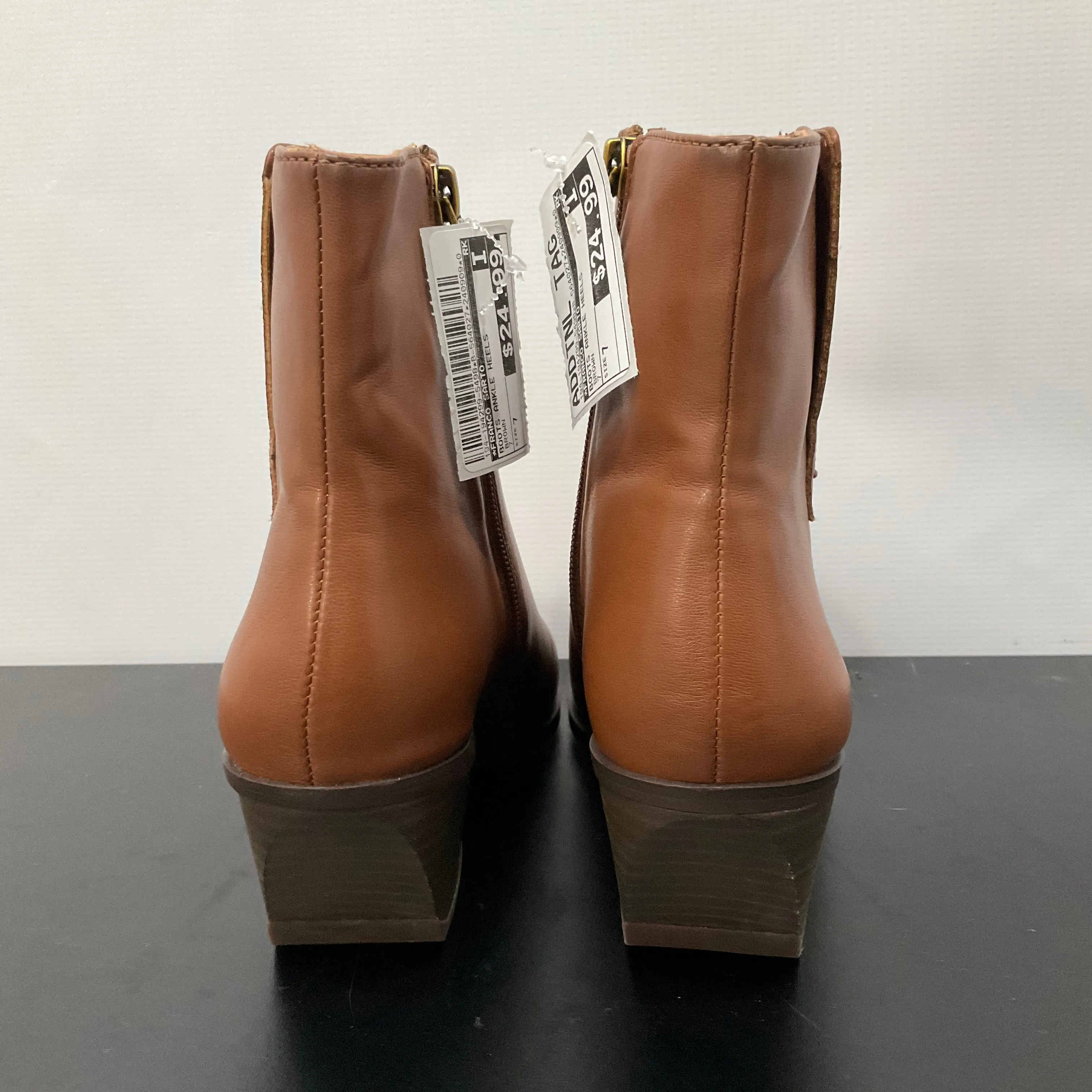 Boots Ankle Heels By Franco Sarto In Brown, Size: 7