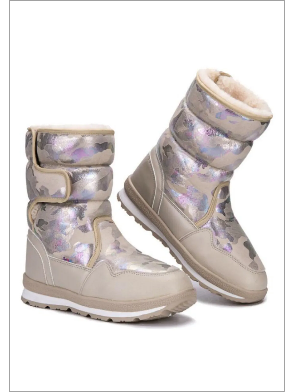 Brave The Cold Metallic Camo Boots by Liv and Mia