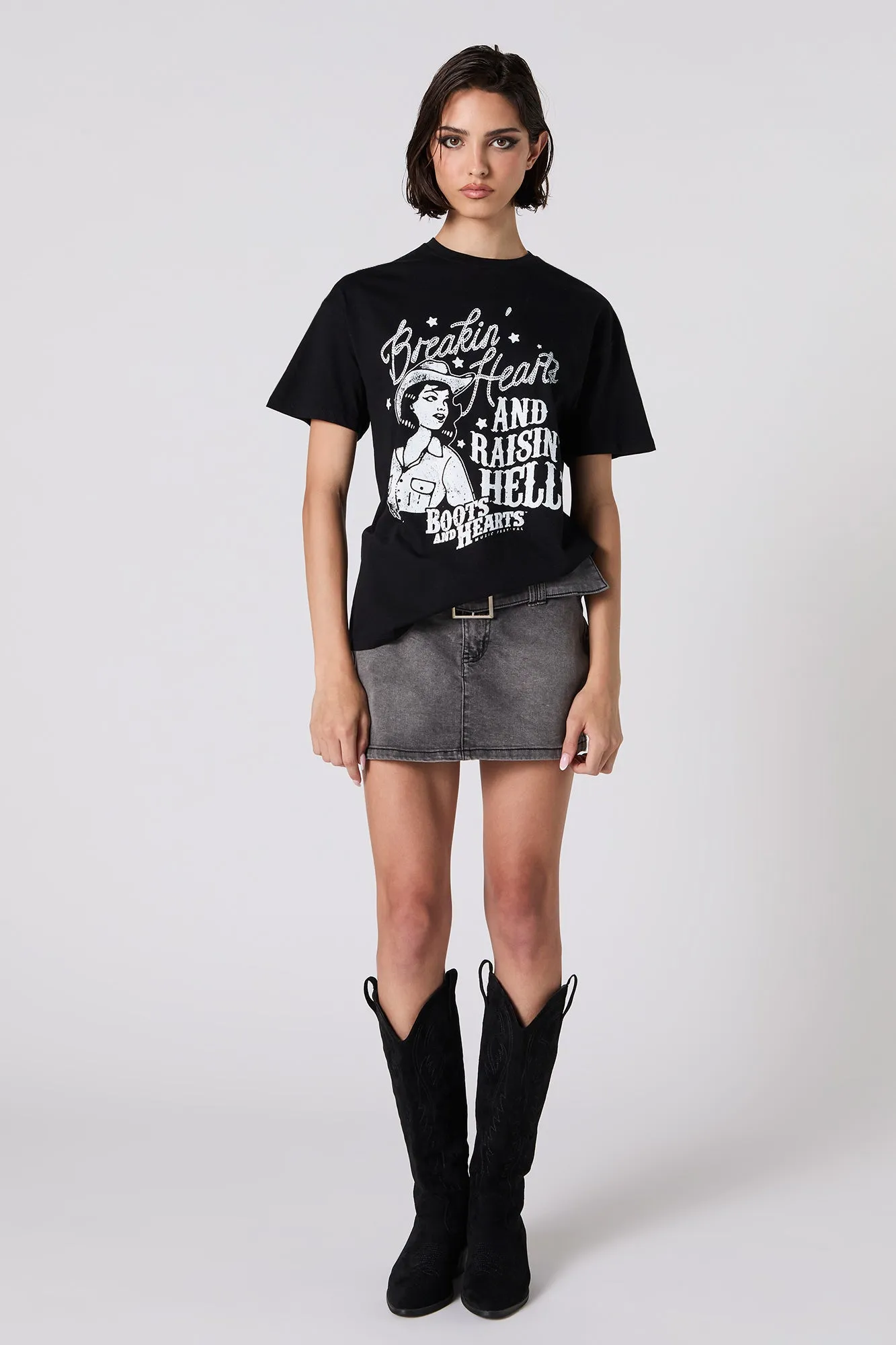 Breakin' Hearts Boots and Hearts Graphic Boyfriend T-Shirt