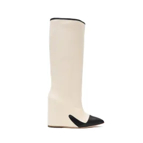 Candy Buttercup Cream and Black Calfskin Pull-on Boots