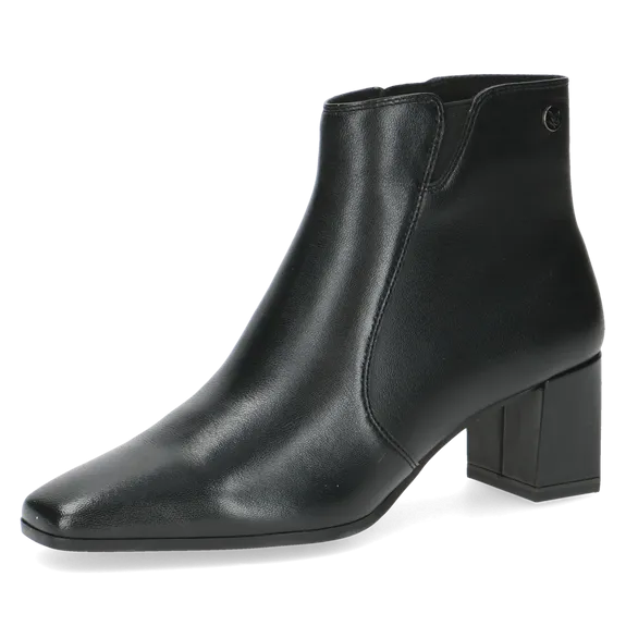 Caprice Black Leather Ankle Boot