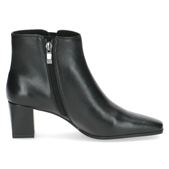 Caprice Black Leather Ankle Boot