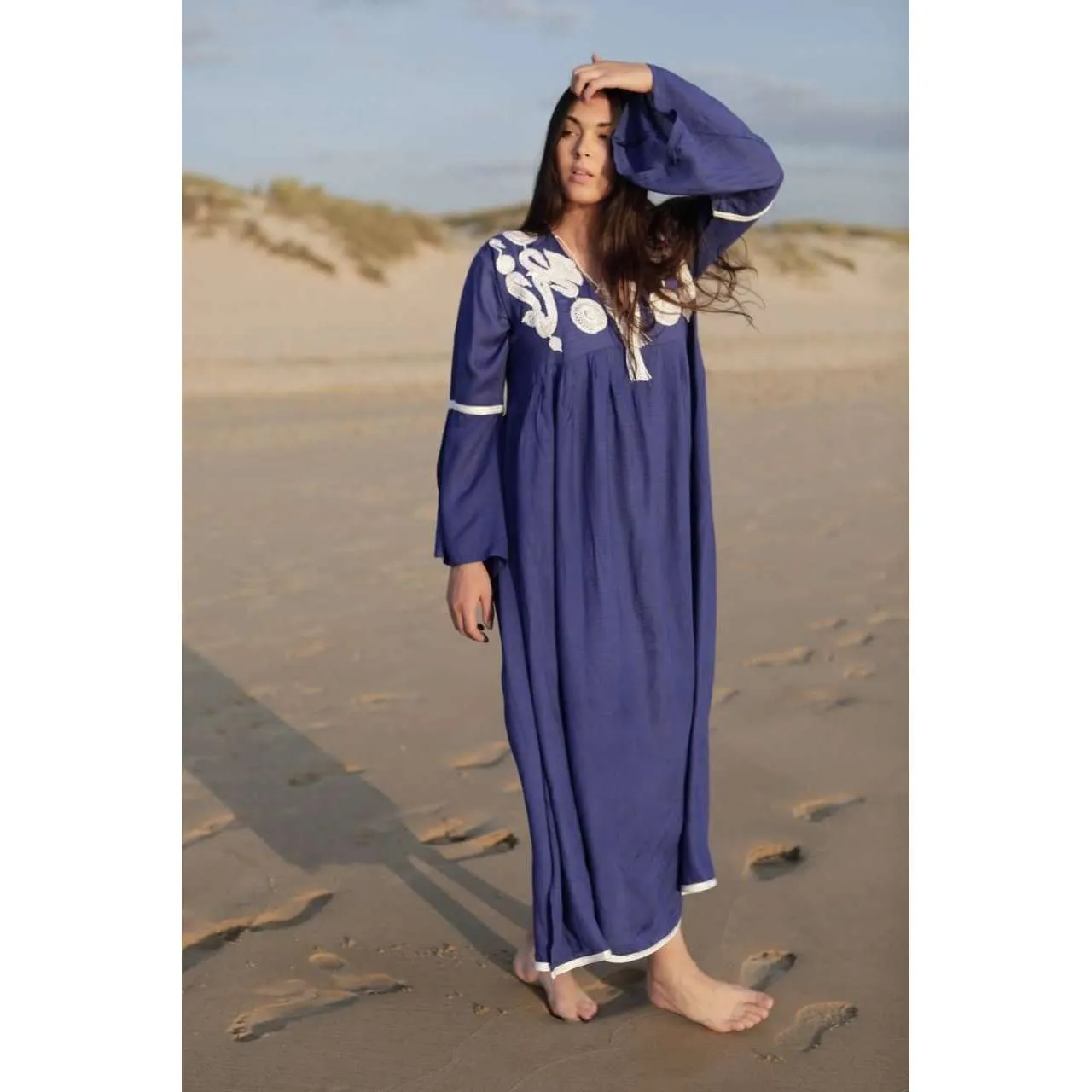 Dark Navy Blue Caftan Kaftan Noor Maxi Dress-moroccan kaftan