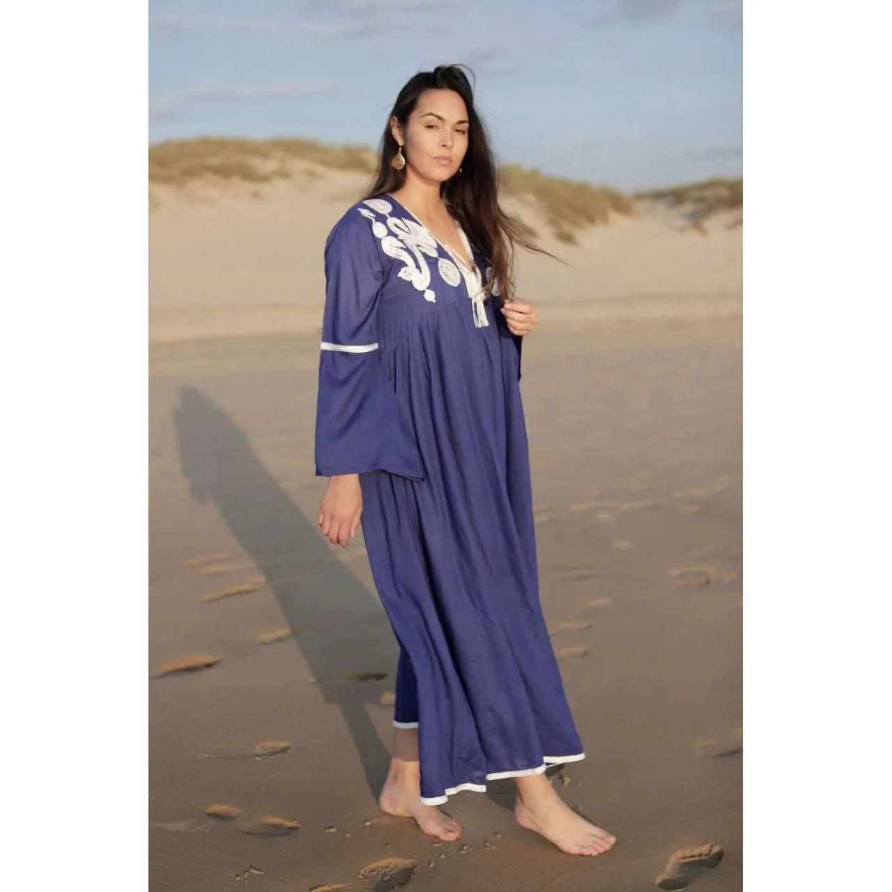 Dark Navy Blue Caftan Kaftan Noor Maxi Dress-moroccan kaftan