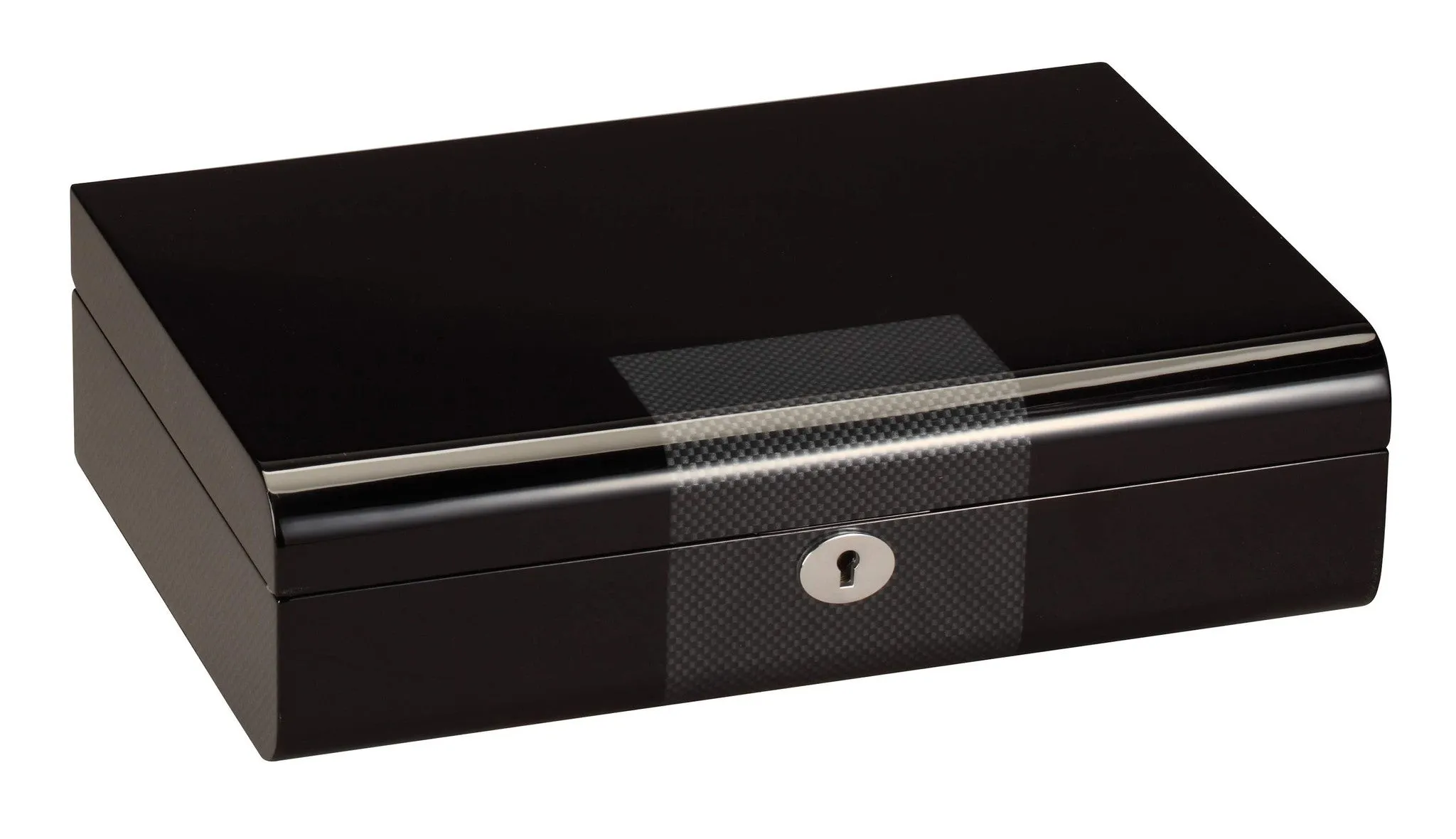 Diplomat 10 Piano Black Wood Watch Case With Carbon Fiber Accent Trim