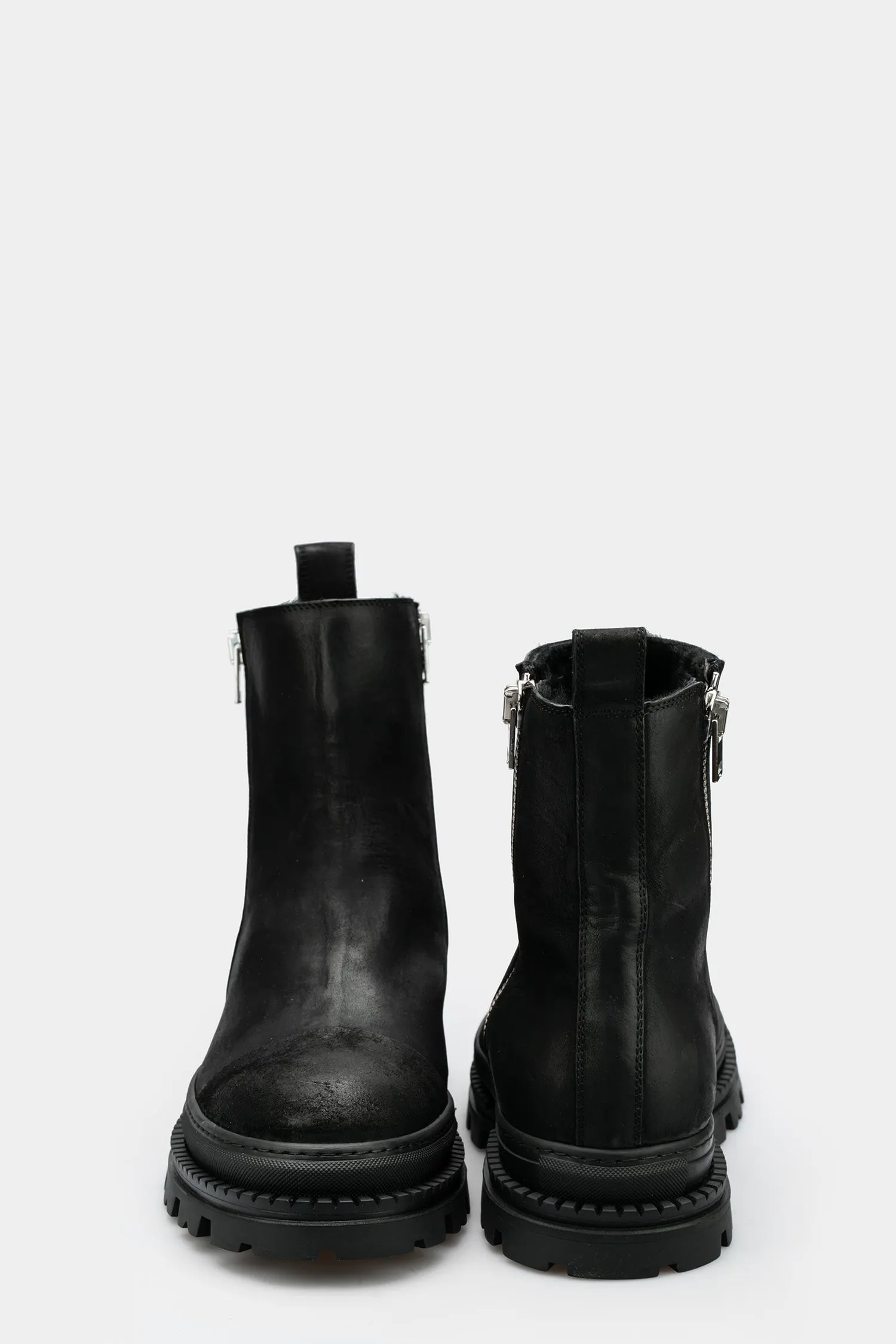 Double zip shearling lined boots