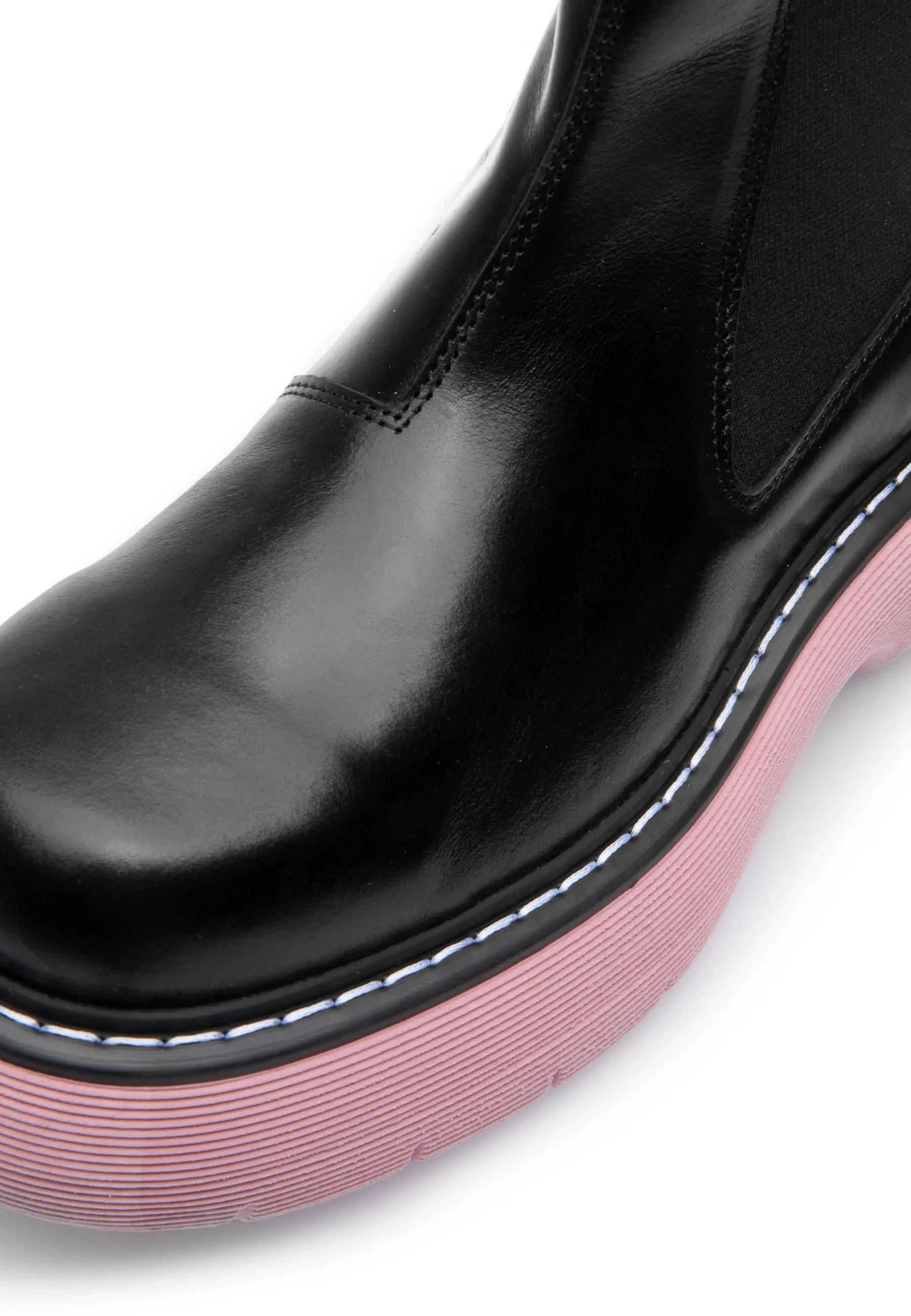 Ella Black Pink Leather Chelsea Boots