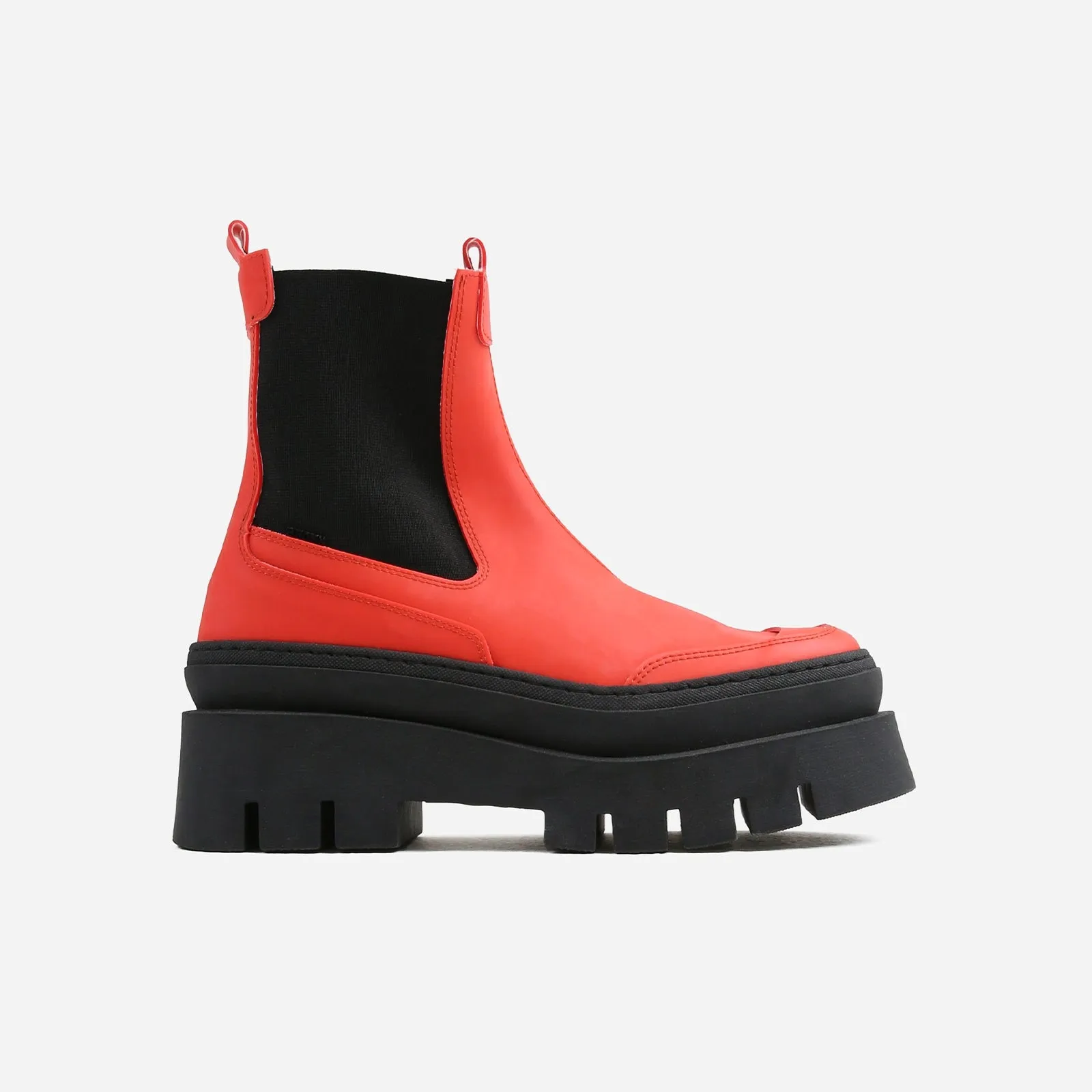 Evi Ann Red Biker Chelsea Boots