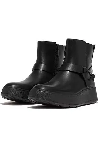 FitFlop Folded-Knot Leather Flatform Chelsea Boot in Black HY9-001