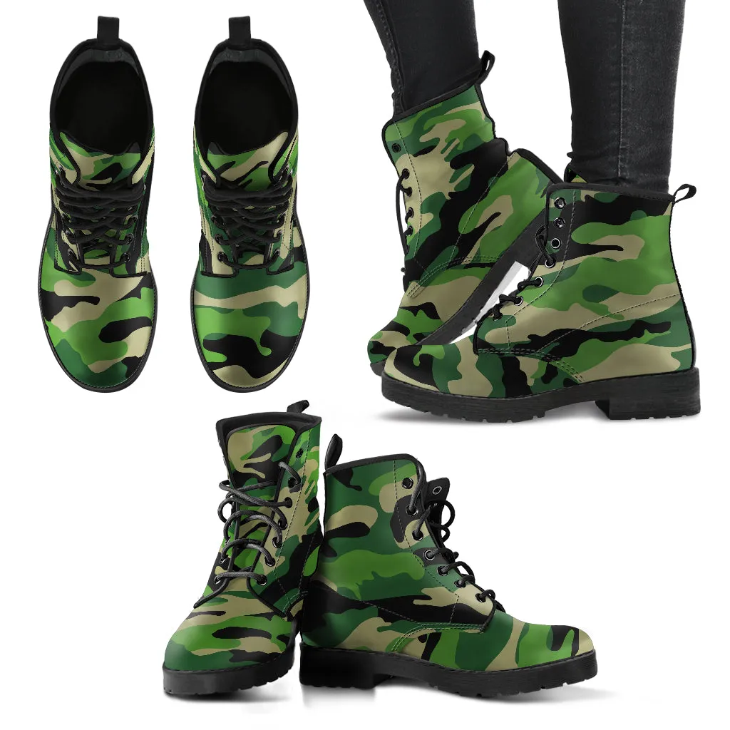 Green Camo - Vegan Leather Boots