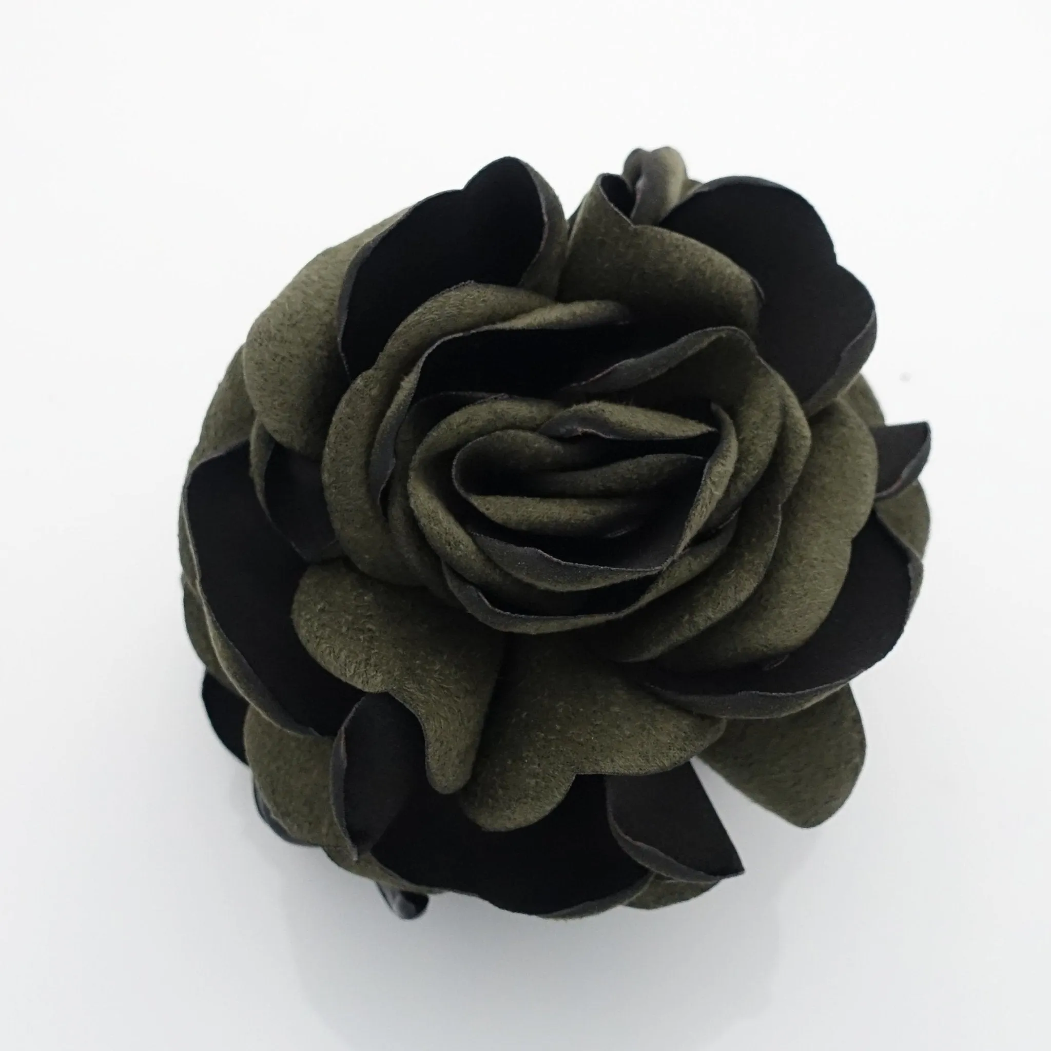 Handmade Suede Two Tone Petal Rose Flower Hair Jaw Claw