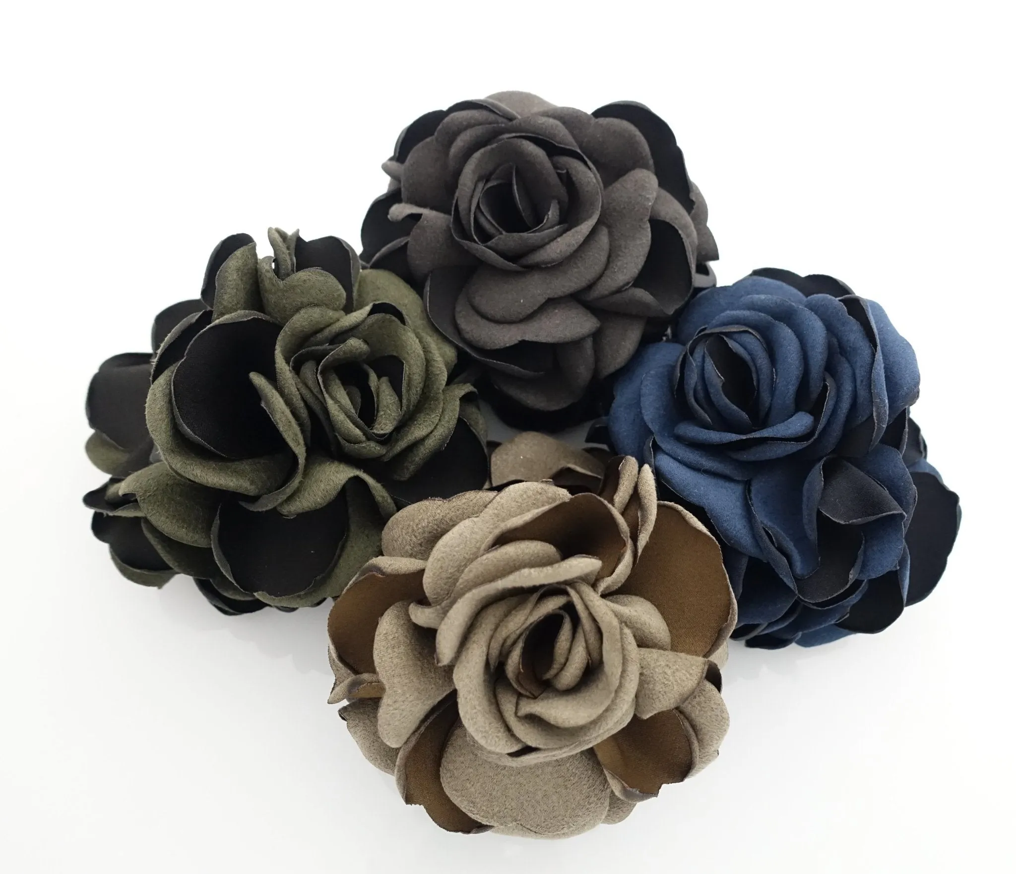 Handmade Suede Two Tone Petal Rose Flower Hair Jaw Claw