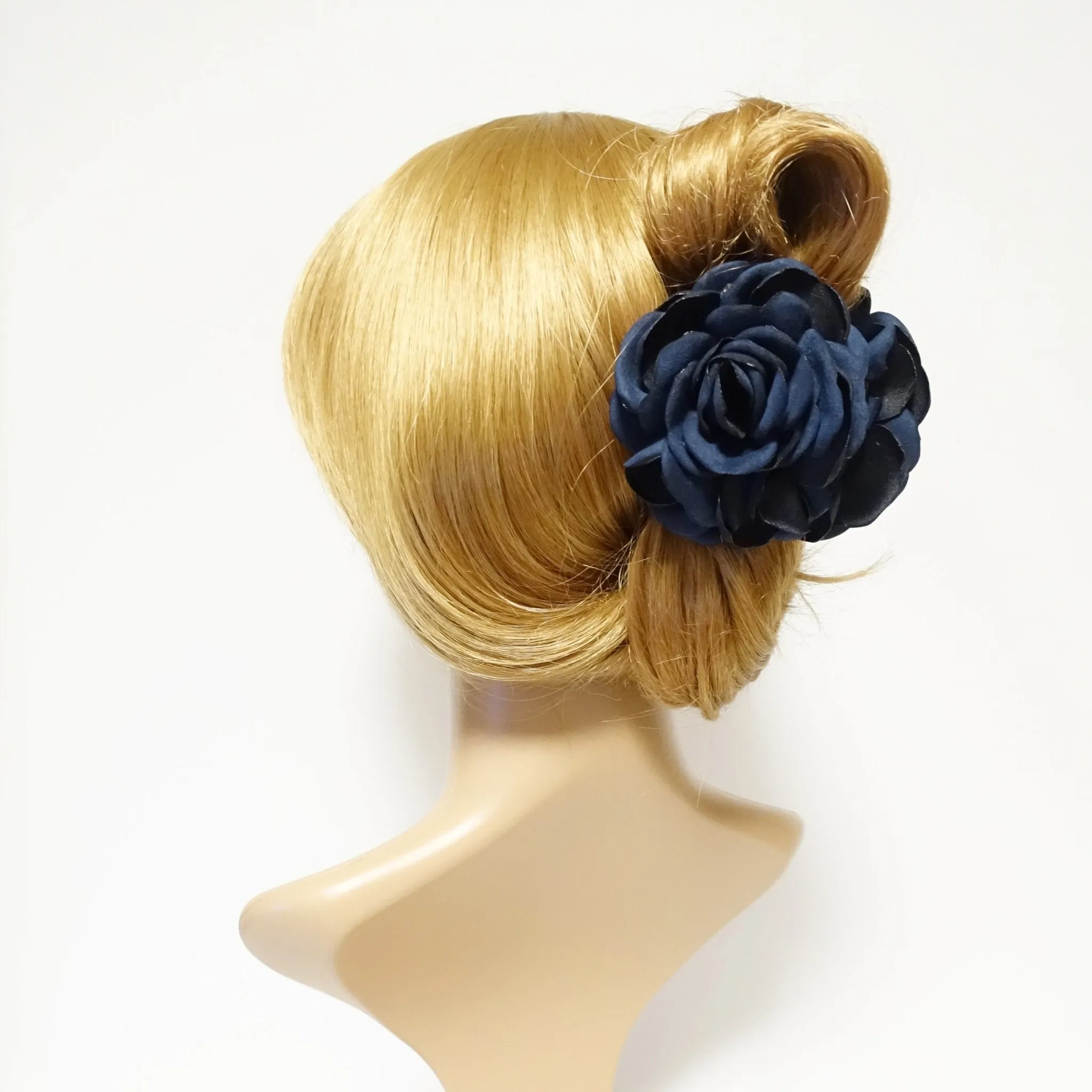 Handmade Suede Two Tone Petal Rose Flower Hair Jaw Claw