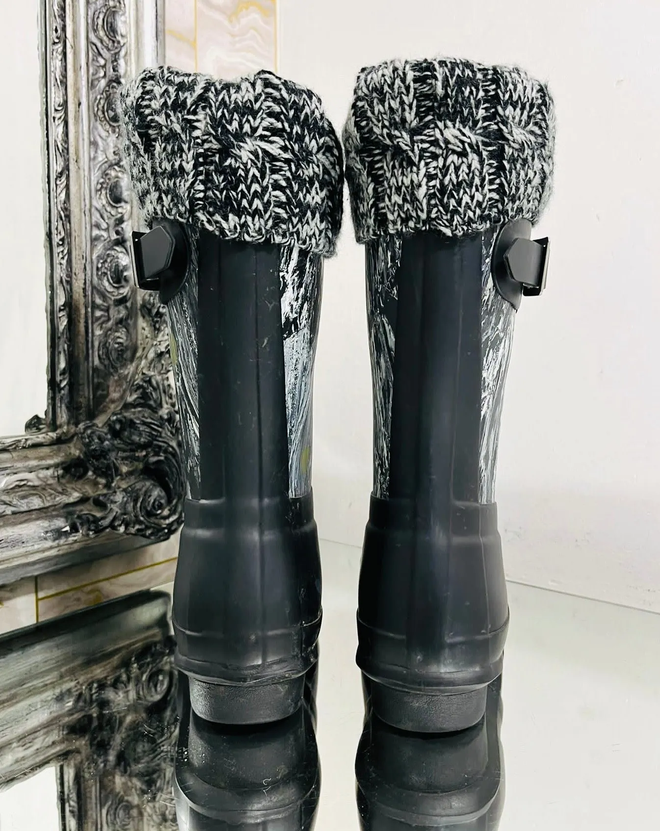 Hunter Original Short Marble Wellington Boots & Socks. Size 37