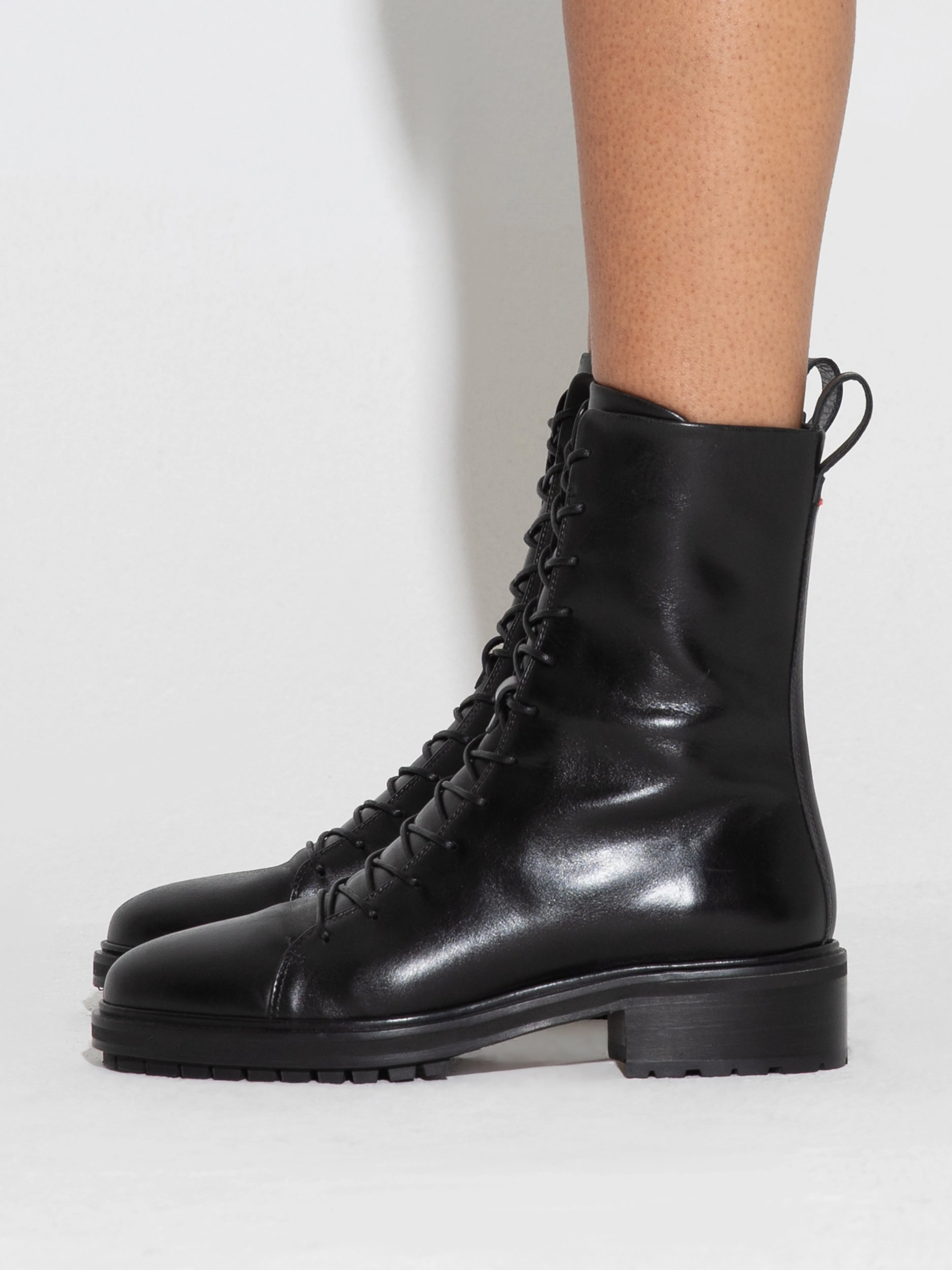 Isa Leather Lace-Up Ankle Boots