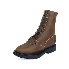 Justin Men's (764) Double Comfort Collection 8" Aged Bark Round STEEL Toe Lace-Up Work Boot