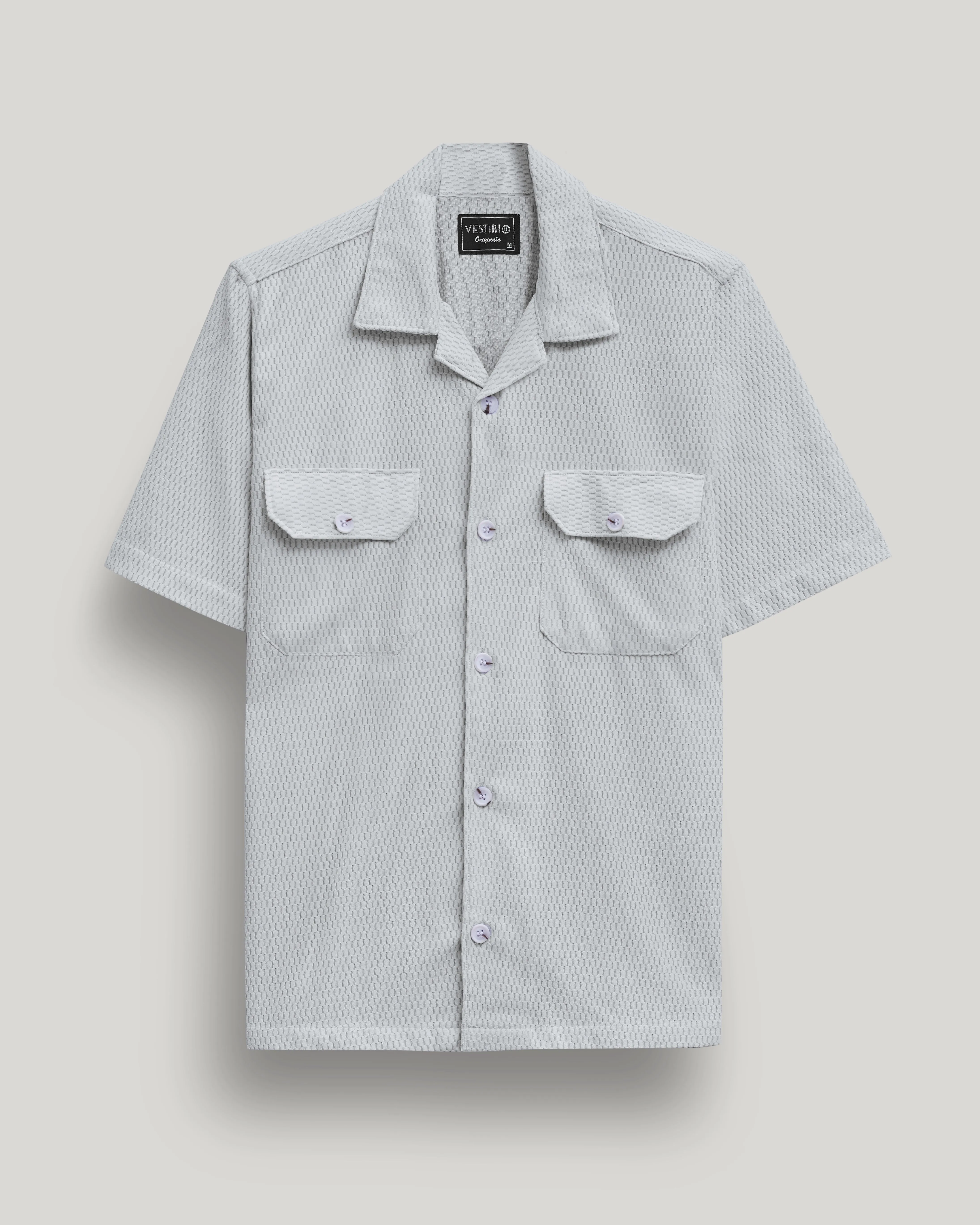 Light gray double pocket half sleeve shirt