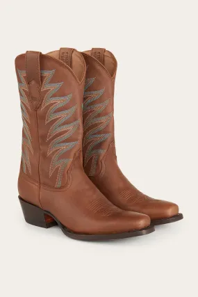 Longreach Womens Cuban Heel Boot - Saddle Tan