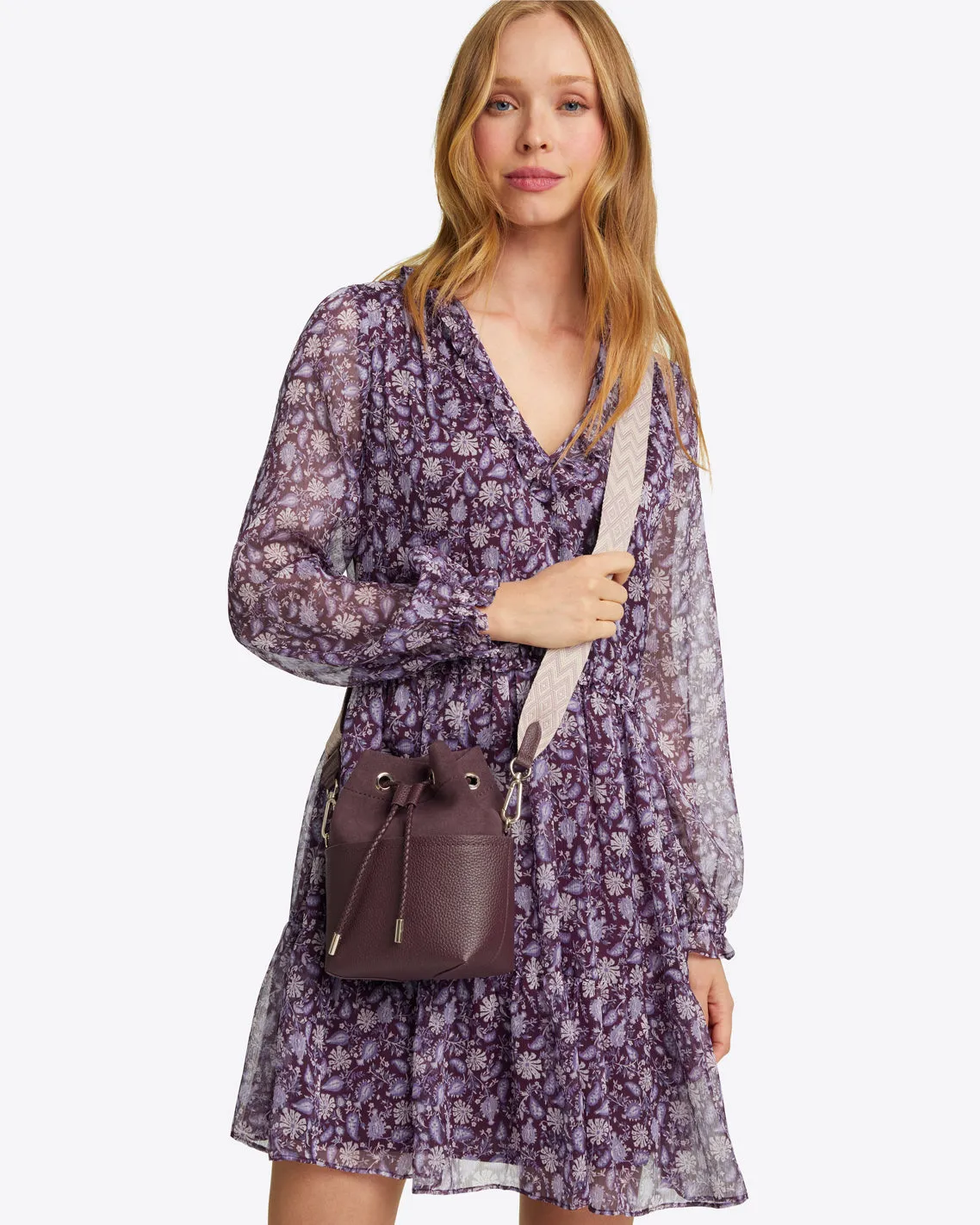 Lorrie Mini Dress in Violet Paisley