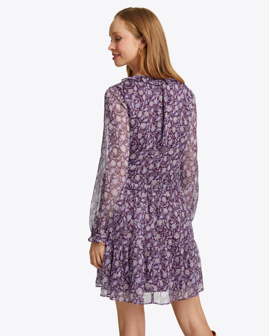 Lorrie Mini Dress in Violet Paisley