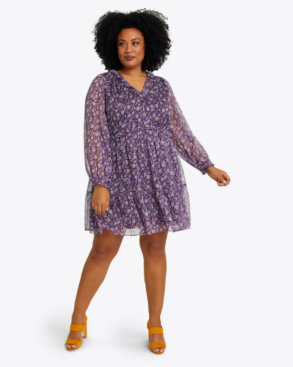 Lorrie Mini Dress in Violet Paisley