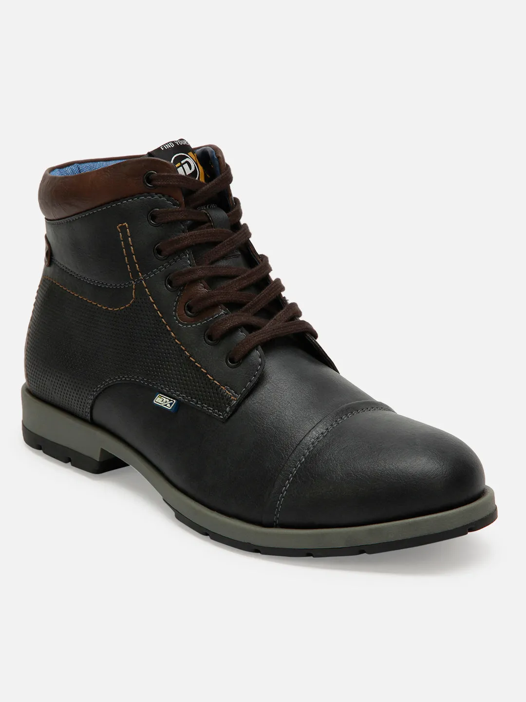 Men's Charcoal Black High Top Derby Boot (IX1021)