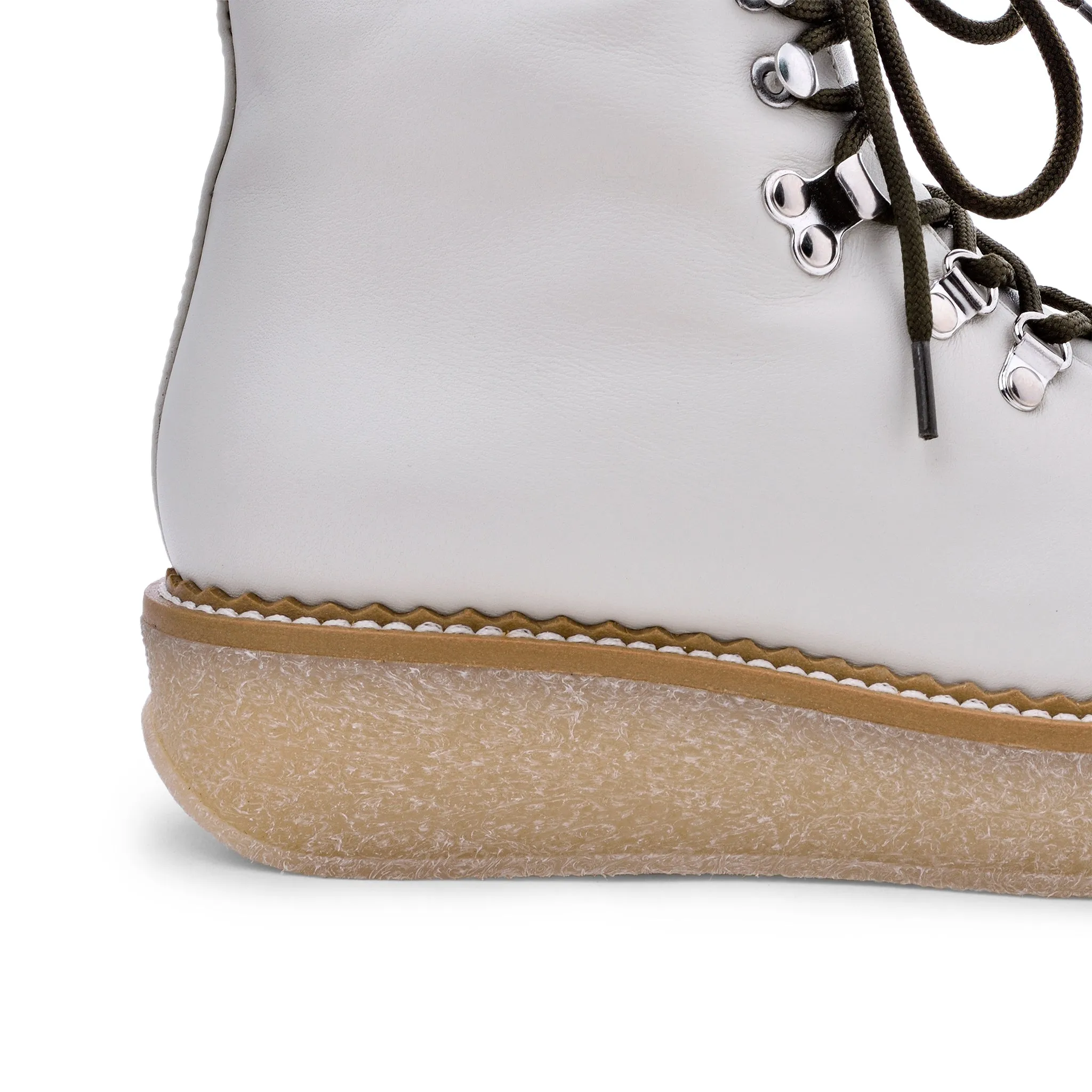 Misaki Off White Leather Ankle Boots