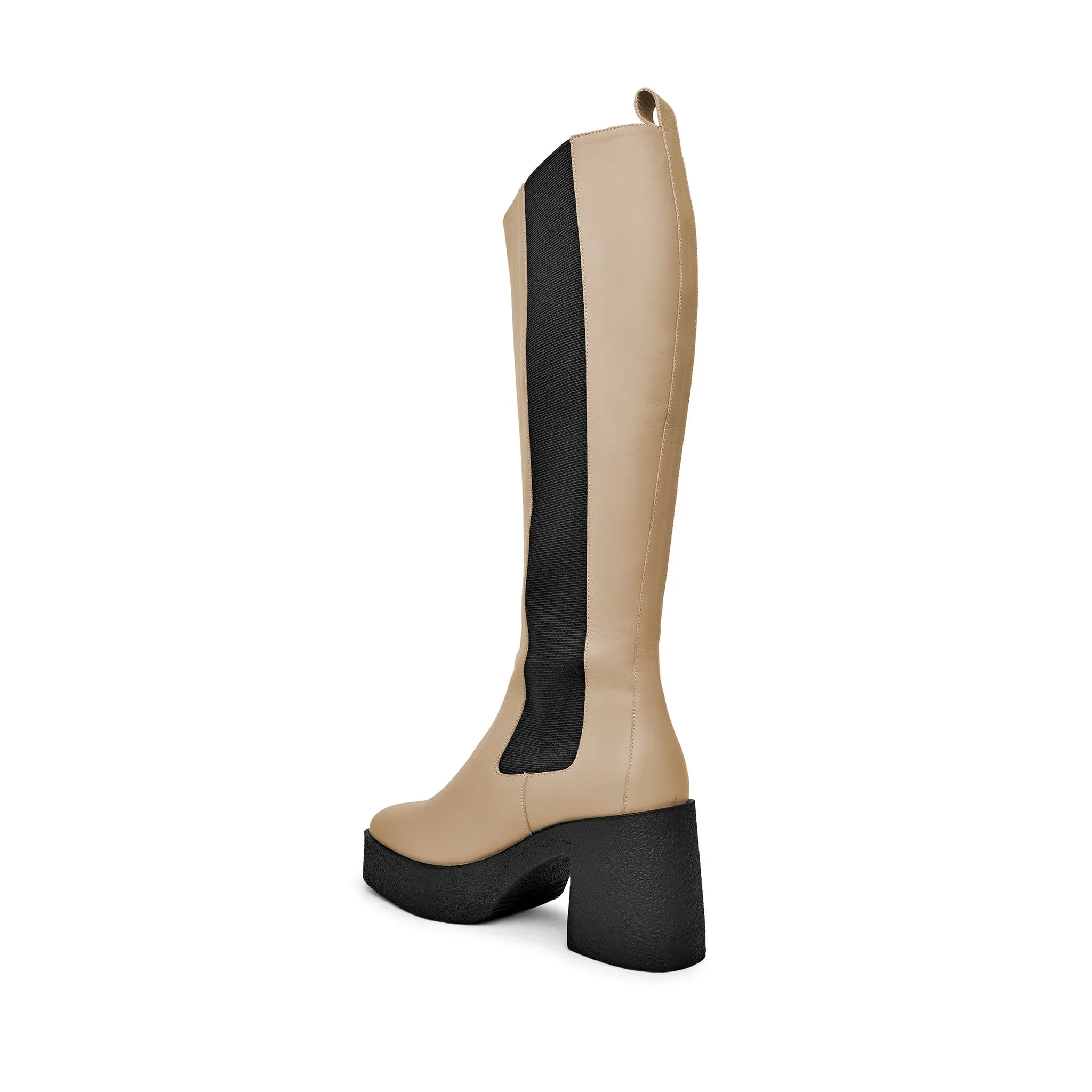 Momoko Taupe Knee-High Leather Chelsea Boots