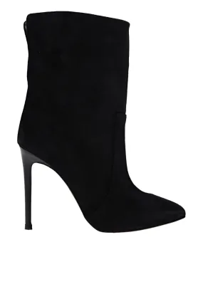 Off Black Suede Leather Stiletto Ankle Boot