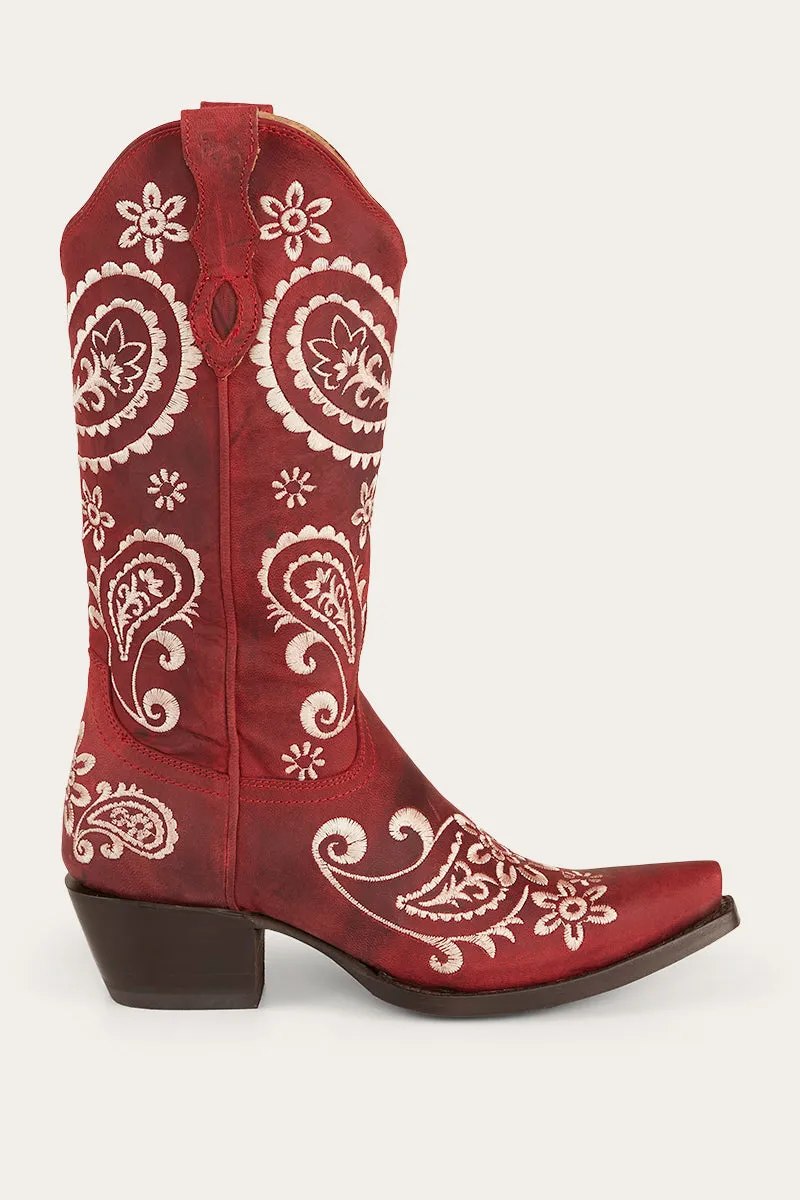 Olivia Womens Cuban Heel Western Boot - Red