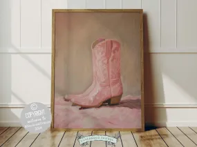 Pink Cowgirl Boots Print - 002