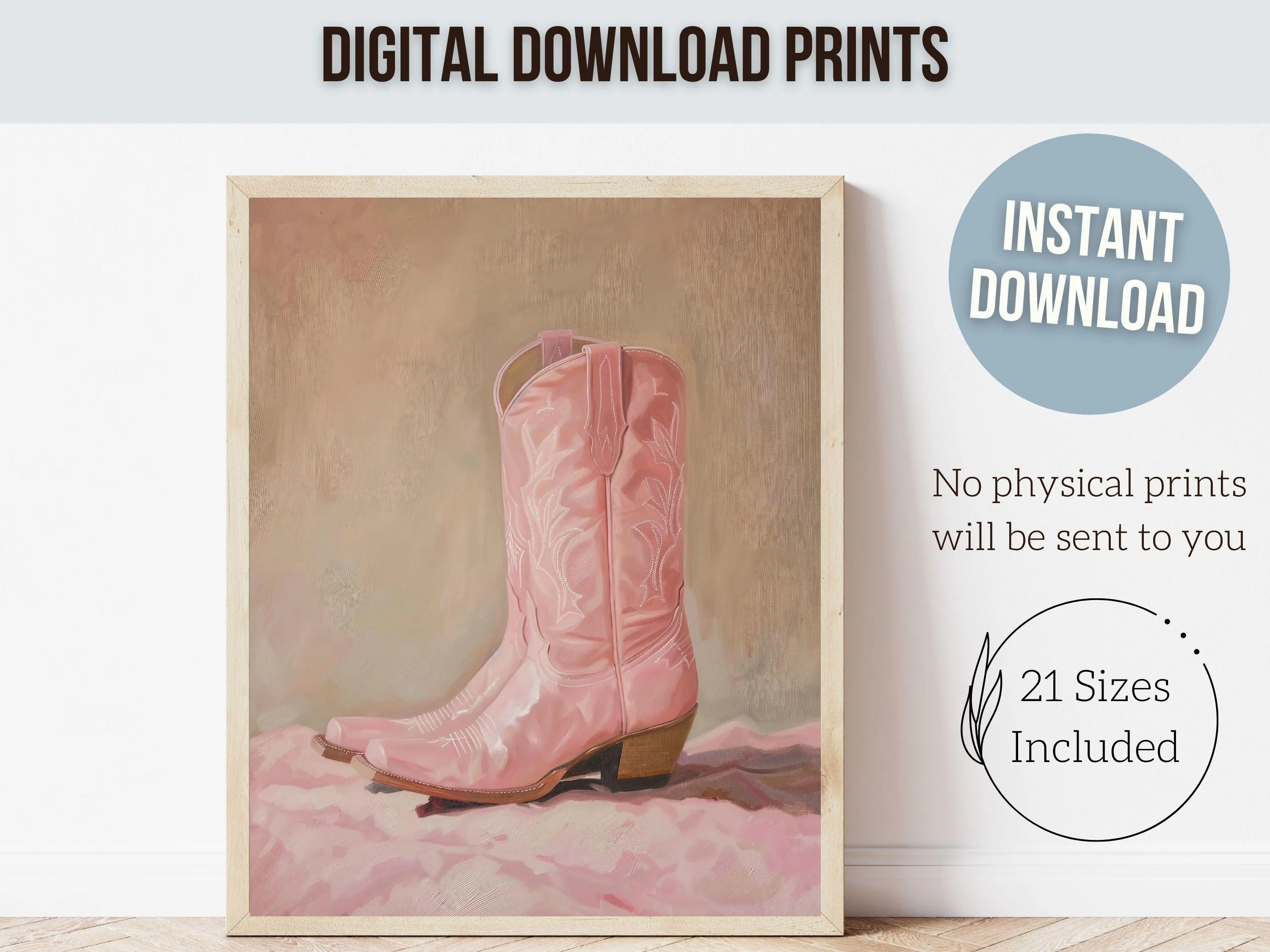 Pink Cowgirl Boots Print - 002