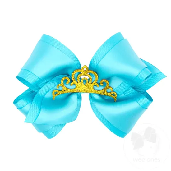 Princess bow with satin overlay and crown